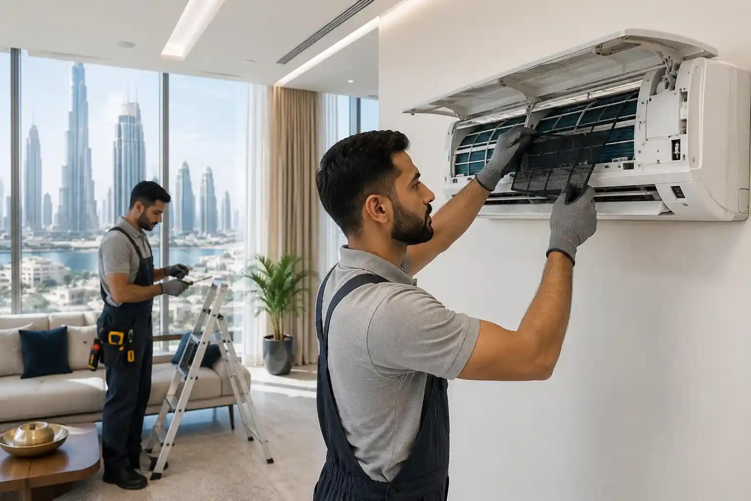 Professional AC repair Dubai technicians servicing modern air conditioning systems